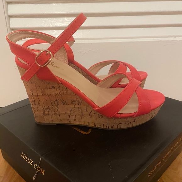 Lulus Shoes - Coral cork wedges from Lulu’s